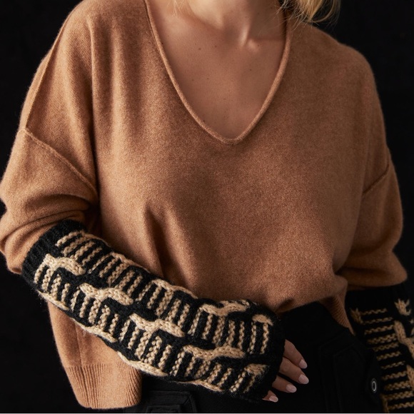 Anthropologie RARE Long Fingerless Gloves / Cable-Knit Sleeves - Picture 2 of 16